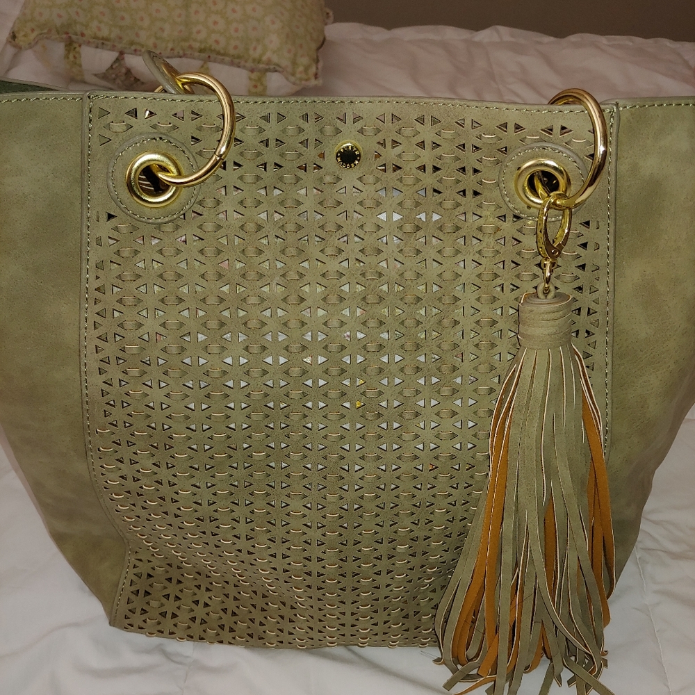 Olive leather Steve madden tote